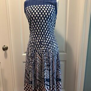 NIC+ZOE Navy and White Patterned Dress